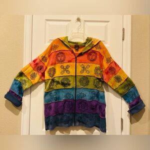 Rising International Multicolor Tye-dye Unisex 3X Hoodie w/ Sun & Flower Designs